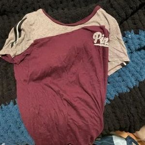 PINK large maroon/grey t-shirt